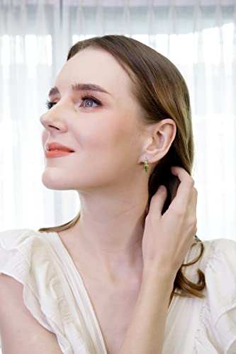 Peridot Earrings For Women Three-Stone Green Sterling Silver Hoops For Girls Teens Prom Fashion Bridesmaids #TOP2