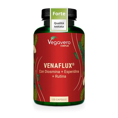 Vegavero Diosmina + Esperidina Alto Dosaggio | 120 caspule | 100% NATURALE con Rutina, Ippocastano e Rusco | Integratore Flavonoidi per Microcircolo, Circolazione Gambe e Vene Varicose | Vegan