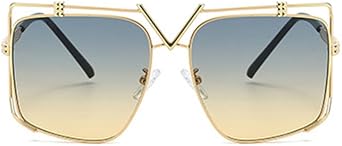 Retro Oversized Double Bridge Sunglasses for Women Men Square Punk Sun Glasses 70s Trendy Shades Pilot-style