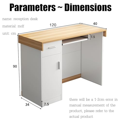 ModernDesk Obsługa kasy fiskalnej do sklepów, 120 cm, szara lada, do domu, biura, salonów piękności, do kasy detalicznej, stylowe meble