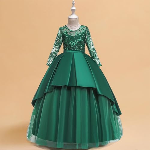 Girls Birthday Party Dress Lace Embroidery Long Sleeve Tiered Tulle Ball Gown Communion Pageant Wedding Bridesmaid2