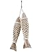 Antique Wood Fish Decor Ornament Wall Hanging Wooden Fish Decorations for Home Nautical Theme