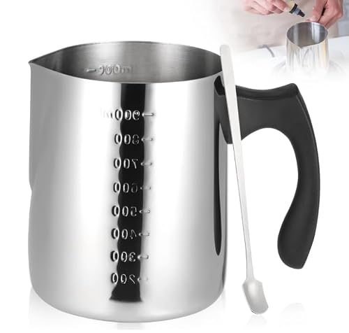 ZMDMAH Pot de fusion de 1000 ml avec graduation, pot de cire pour la fabrication de bougies, cuillère pour bougies, beurre, fromage, chocolat, fabrication de savon – vue 8