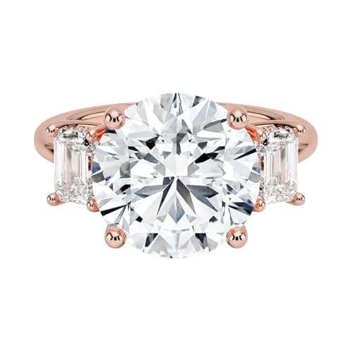 5 CT Round Cut Lab Grown Diamond Luxe Three Stone Engagement Ring For Her