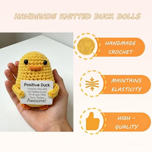Image of Crochet Toys, Handmade Crochet Duck Doll, Soft Toy for Emotional Support, Cute Crochet Gift for Women, Teens, Friends, Desk Decor, Travel Companion, Yellow