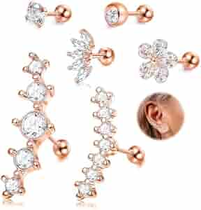LAURITAMI Korte navelstaafjes 6mm staaflengte zilver kleine navelpiercing roestvrij staal zirkonia navelpiercing sieraden 1,6 mm, 6 mm, Gelegeerd Staal