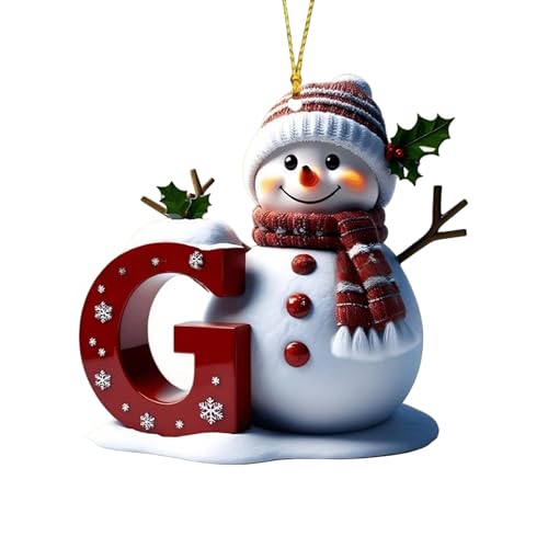 Personalized Acrylic Letter Snowman Christmas Ornaments - 26 Alphabet Tree Decorations, Prepare for Family Friends Teacher (1, G)