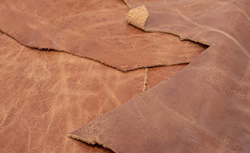 Genuine Cow Leather Sheets Remnants Scraps Hides Tooling Leather For Crafts Soft Raw Leather 11-12 Oz Pack (Tan) #TOP2