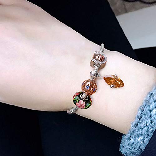 Hawaii Spring Flower Pink Murano Lampwork European Glass Crystal Charms Beads Fit For Diy Charm Bracelet & Necklace #TOP4