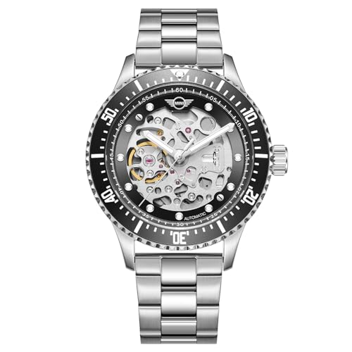 MINI オートマティックウォッチ MA-3 162301 メンズ 42mm ブラック/シルバー 両面スケルトン 自動巻き 機械式腕時計 SSブレスレット ミニクーパー [正規輸入品]