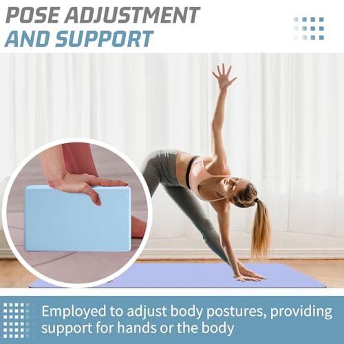 2026 Biguphate 2 Pack 3x6x9IN EVA Foam Yoga Block Supportive Latex-Free, Non-Slip Exercise Blocks for Pilates, Meditation, Balance, Stretching and Deep Poses (Sky Blue)