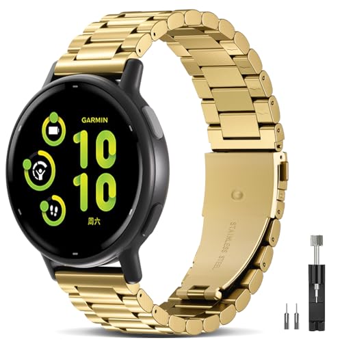 EverAct Garmin Forerunner 165 �o���h/Forerunner 55/245/645/570-42mm�ɑΉ� 20mm �N�C�b�N�����[�X�X�e�����X�X�`�[�����^���X�g���b�v�����p���X�g�o���h Vivoactive 6/5/3/3 M
