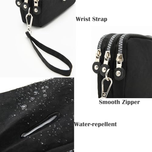 Wallet Women, Wristlet Nylon Wallet with Purse for Travel-Black4