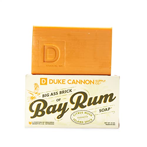 Duke Cannon Supply Co. Big Ass Brick Of Soap Bar For Men Bay Rum (Citrus Musk, Cedarwood, Island Spice Scent) Multi-Pack - Superior Grade, Extra Large, All Skin Types, Paraben-Free, 10 Oz (3 Pack) #TOP2