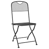 vidaXL 4x Folding Garden Chairs Patio Seat Foldable Chair Outdoor Folding Seating Home Balcony Furniture Expanded Metal Mesh Anthracite - 4
