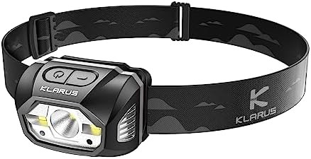 klarus HM1 Stirnlampe mit Sensorschalter, wiederaufladbare Kopflampe, 440 Lumen & 100m Reichweite, USB-C, 1800mAh Akku, IPX6, 70g leicht für Laufen, Hundespaziergang, Arbeit, Campi