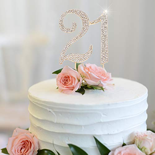 Hatcher Lee Bling Crystal 21 Birthday Cake Topper - Best Keepsake | 21St Party Decorations Gold #TOP2