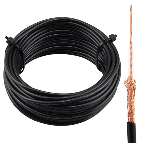 urcianow RG174 RF Cable Coaxial 10m 2Paquete 50Ohm de Bajo Consumo de Cable de Alta Frcuencia Para Los Sistemas de Seguridad de la Red Informática de Acceso Aplicaciones de Automatización…