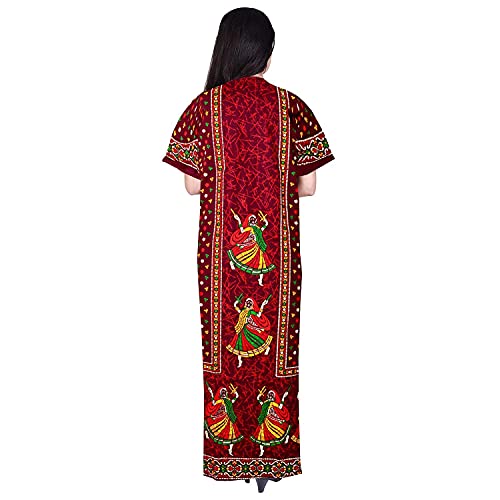 Image of YUKATA Nighty for Women Cotton Printed Maxi Gown Ankle Length Nighty Night Dress Gown for Women Maxi - Free Size (Pack of 2)