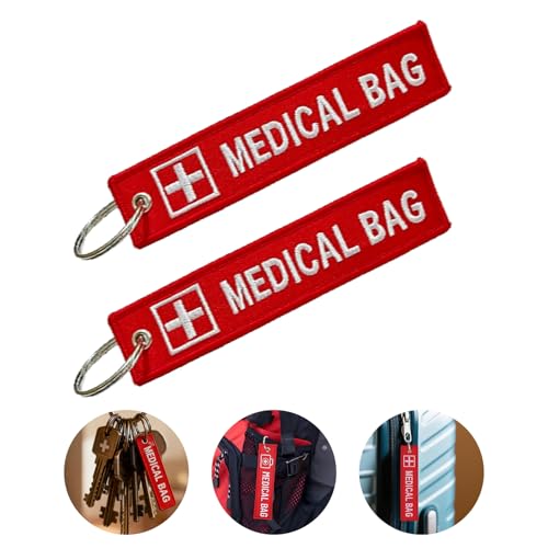 Generic - 2 PCS Medical Bag Tags Holder with Steel Loops, Double-Sided Durable Medical Equipment Luggage Tag