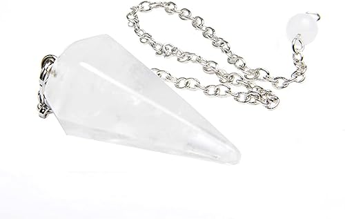 Miniatura 1 de Wixine 1 péndulo de cristal blanco de cristal de cuarzo para radiestesia, Plata, Cuarzo