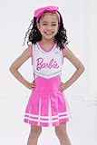 Barbie Little Girls Cheerleader Dress and Bow Outfit Set Pink/White 6