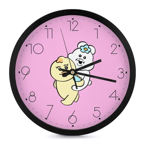 時計 んぽちゃむ 掛け時計 かけ時計 壁掛け時計 クロック アナログ インテリアクロック 掛時計 おしゃれ PC素材 静音 見やすい 大数字 連続秒針 電池式 円形 北欧風 部屋飾り 直径25.0cmx厚み3.5cm