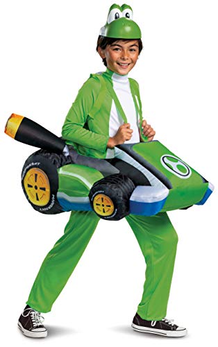 Yoshi Costume Kart, Inflatable Mario Kart Costume Accessory for Kids, Single Size Fan-Operated Yoshi Kart Multicolored - Thumbnail 5