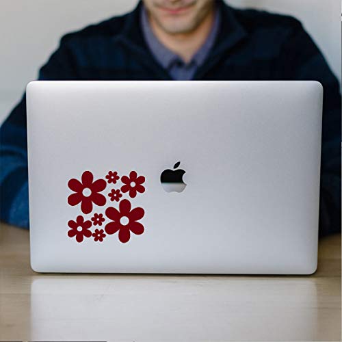 Image of Groovy Daisy Flower (Burgundy) (Set of 2) Premium Waterproof Vinyl Decal Stickers for Laptop Phone Accessory Helmet Car Window Bumper Mug Tuber Cup Door Wall Decoration