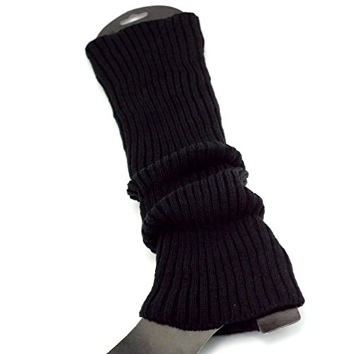 Ewanda Store Women 80S Ribbed Leg Warmers Knitted Wool Crochet Long Boot Socks For Party Dance Sports Yoga Accessories,Black #TOP2