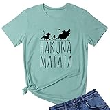 LOOKFACE Women Graphic Tees Printed Graphic T-Shirts Light Green Small