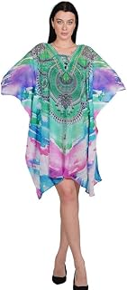 RAVI RAJORIA Multicolor Printed Crepe Short Kaftan for Women Free Size | Nightwear Price In India