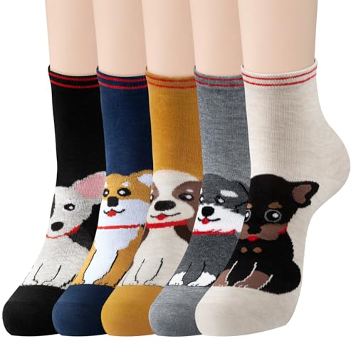Image of Chalier Womens Funny Socks Cozy Cute Printed Patterned Fun Sock Novelty Cat Dog Socks for Women, Multicolor 13