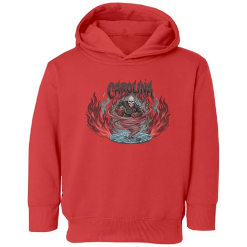 Carolina Skeleton Graphic 2026 Hockey Champions Toddler Hooded Sweatshirt (Red, 2T)