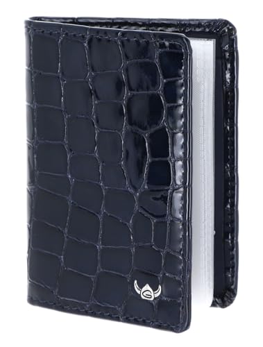 Étui de carte bancaire RFID Golden Head homme femme portefeuille fin en cuir bleu marine 4431
