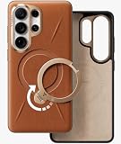 TORRAS Ostand Q3 VegSkin Cover per Samsung S26 Ultra, Custodia Ostand Q3 VegSkin in Pelle di Silicone Sostenibile, Supporto Magnetico Invisibile a 360°, Pelle di Alta Qualità, Ultra Sottile, Marrone