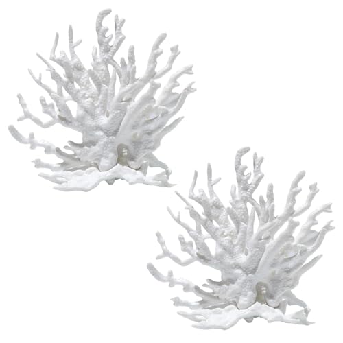 Sikweny 2 Pièces Décoration Corail, Accessoire Décoratif d’Aquarium – Décoration d’Aquarium Coraux Artificiels au Design Blanc Brumeux pour l’Aménagement Paysager de Petits et Moyens Aquariums