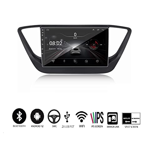 Image of AUTO SNAP 9 Inches 22cm Touch Screen Android 12 Gorilla Glass IPS Display Car Stereo with 2GB RAM /16 GB ROM GPS /Wi-Fi /Navigation /Steering Wheel Controls Mirror Link Compatible for New Hyundai Verna