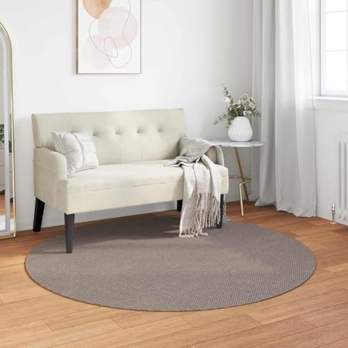 Image of Ziaphsol Lugo Area Rug Round Taupe 200 cm Diameter Polyester Non-Slip Washable Design for Living Room, Hallway, Balcony, Patio and Indoor Use