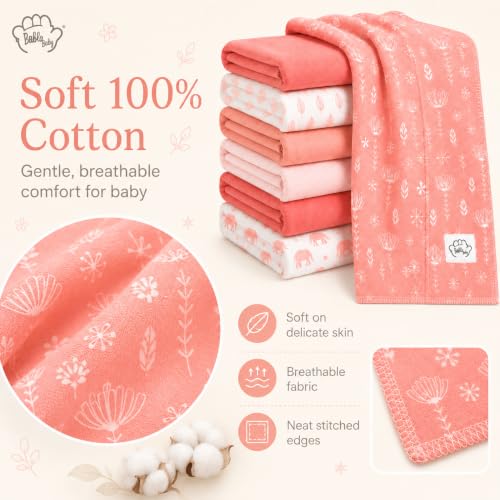 Image of Baby Burp Cloths for Boys and Girls - 7 Pack Large 100% Cotton - Double Layered Extra Absorbent Burp Rags, (Pink, 7 Pack)