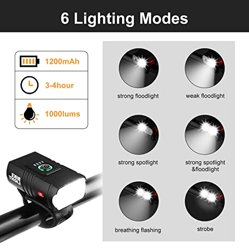 Bike Lights, Usb Rechargeable Bike Light Set, Bicycle Headlight And Taillight, Ipx5 Waterproof Bike Front And Rear Lights For Night Riding Safety,6+4 Light Modes, Led Aluminum Bike Front Light #TOP1