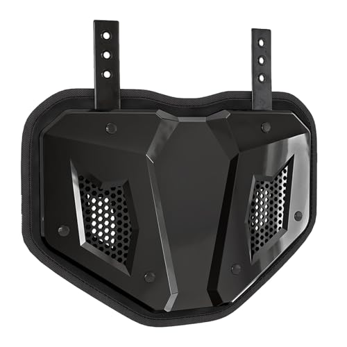 LeCool Football Back Plate - Lower Back Protection for Shoulder Pads - Hard Shell and Contoured Foam, Youth to Adult (Black)