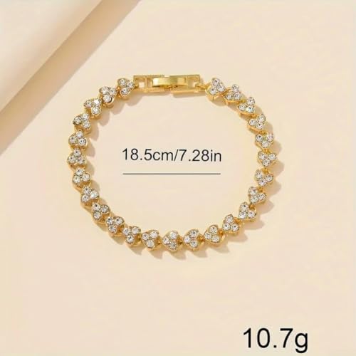 QuivyLivy Damenuhr- Set, elegantes Quarz- Uhrwerk, Volldiamant- Legierung, Armband, Schmuckverschluss, rundes Zifferblatt, modisches Accessoire für den täglichen Gebrauch, Gold, Silber, (L)-2