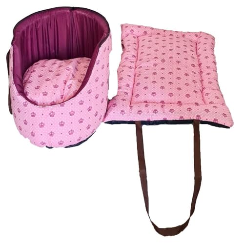 Kit Transporte de cães, Bolsa Colchonete para cães, Impermeavel Top Realeza Rosa