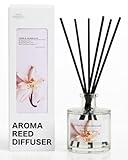 BITSOTA Reed Diffuser Set, Vanilla & Sandalwood 3.52 oz (100ml) Scented Diffuser with Sticks Home Fragrance Reed Diffuser for Bathroom Shelf Decor, Ideal Gift for Woman
