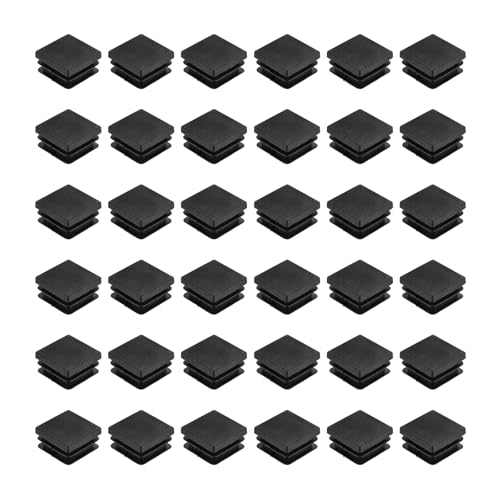 Image of uxcell 38Pcs Square Plastic Plugs, 28 x 28mm /1.1 x 1.1inch PE Pipe Tubing End Caps for 22-26mm /0.87-1.02inch Square Tube Furniture Chair Leg, Black