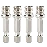 4 Pcs 1/4 Connecting Rod Adapter M10 Drill Spare Parts Polishing Disc Stainless Steel Drill Accessories 1/4 Rod M10 Hexagonal Connecting Rods Adapter