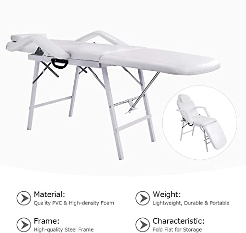 Folding Massage Table, Safeplus 73'' L Massage Bed Professional Spa Bed Carry Case Portable Facial Salon Tattoo Bed