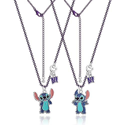 Disney Girls Stitch Bff Necklace Set - Best Friends Necklaces W/Bff & Stitch Charm - Bff Necklaces - Officially Licensed #TOP27