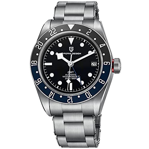 Pagani Deisgn Men's Automatic Watches Mechanical Wristwatch Black Bay GMT Homage Stainless Steel 200M Waterproof Classic Rotating Bezel